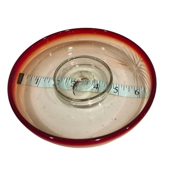 𝅺amberina Mid Century Etched Art Glass Dish - Picture 4 of 4